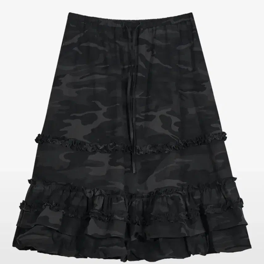 [BUNJANG] Type Service Camo Volume Skirt Charcoal / 타입서비스 카모 볼륨 스커트