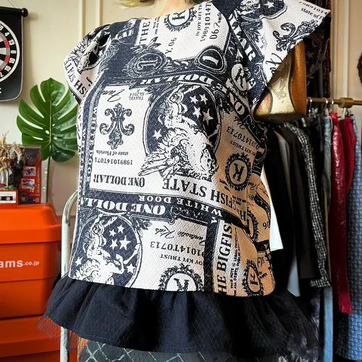 [BUNJANG] Titilate Valet Japanese Vintage Gothic Lace Lettering Top / Titilate Valet 일본 빈티지 고딕 레이스 레터링 탑