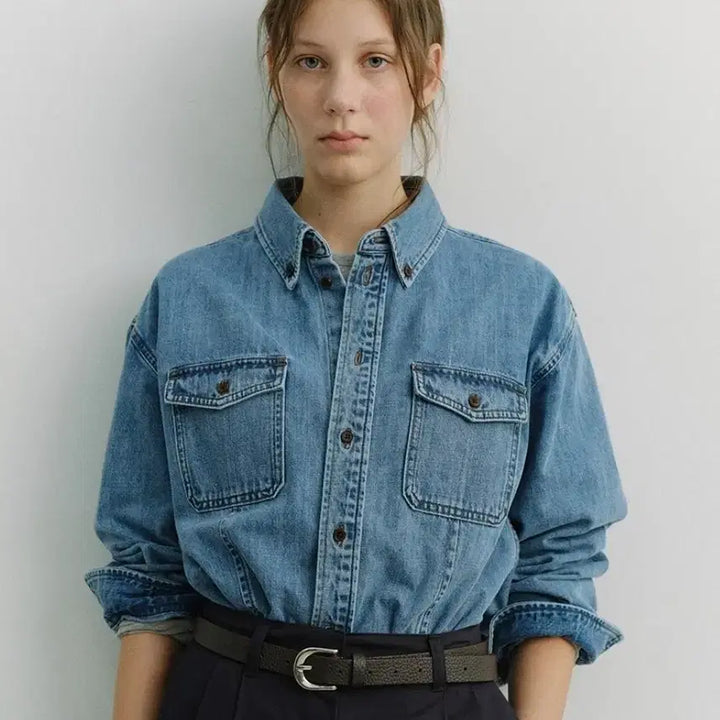 [BUNJANG] Dunst Oversized Denim Shirt / 던스트 오버사이즈 데님 셔츠 청셔츠 청와이셔츠