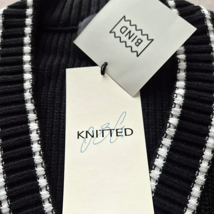 [BUNJANG] BIND Black Stripe Cotton Knit Cardigan / BIND 니트 블랙 스트라이프 코튼 가디건