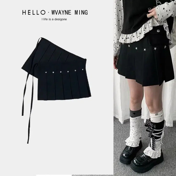 [BUNJANG] Subculture Embroidered Frill Mini Skirt / 서브컬처 스타 자수 프릴 미니스커트