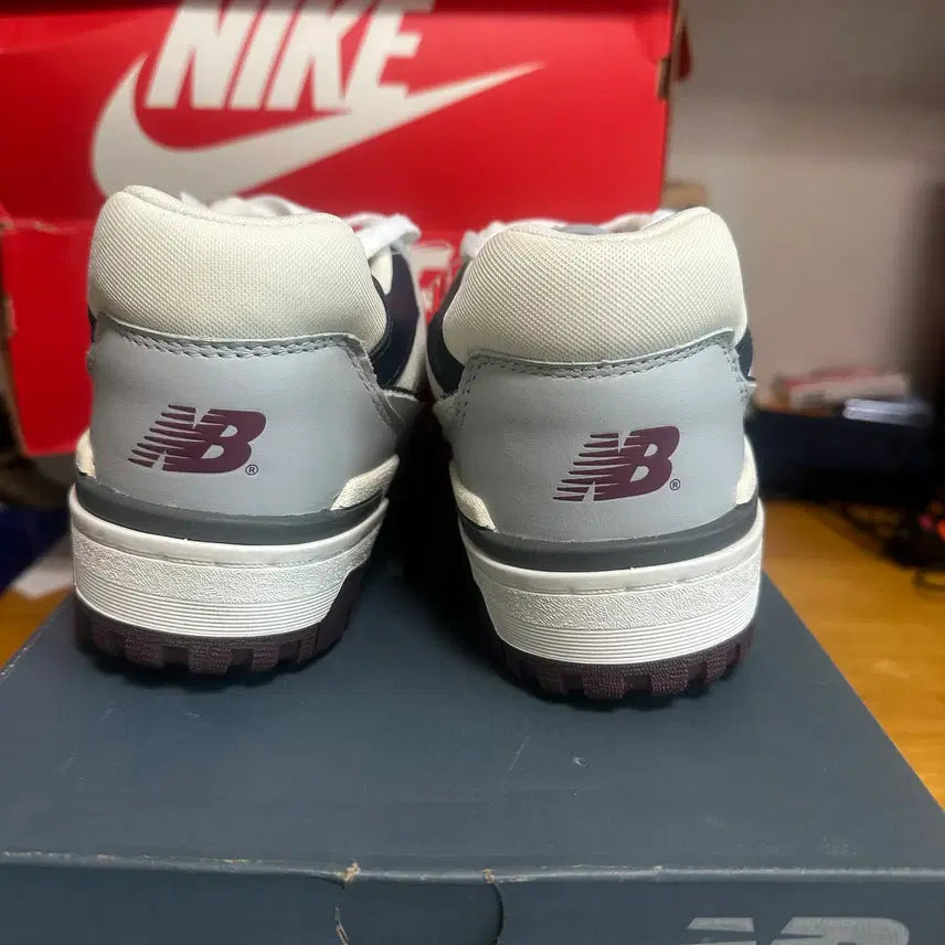 [BUNJANG] New Balance 550 White Burgundy Sneakers / 뉴발란스550 화이트 버건디