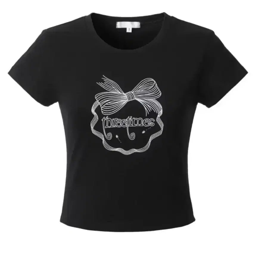 [BUNJANG] Threetimes Ribbon T-Shirt Black S / threetimes 리본티 반팔 블랙 s