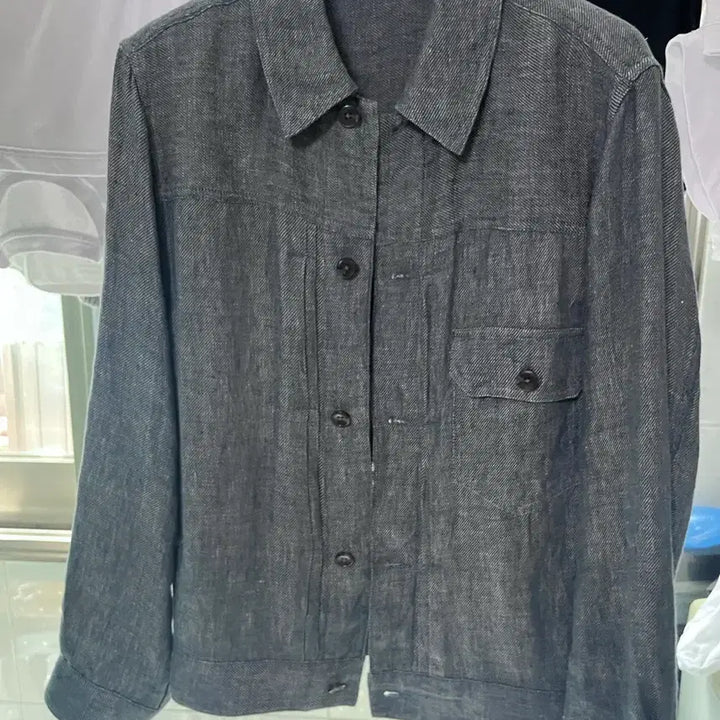 [BUNJANG] Firstfloor Linen Trucker Jacket Gracie Blue / [48] 퍼스트플로어 린넨 트러커 그레이시 블루