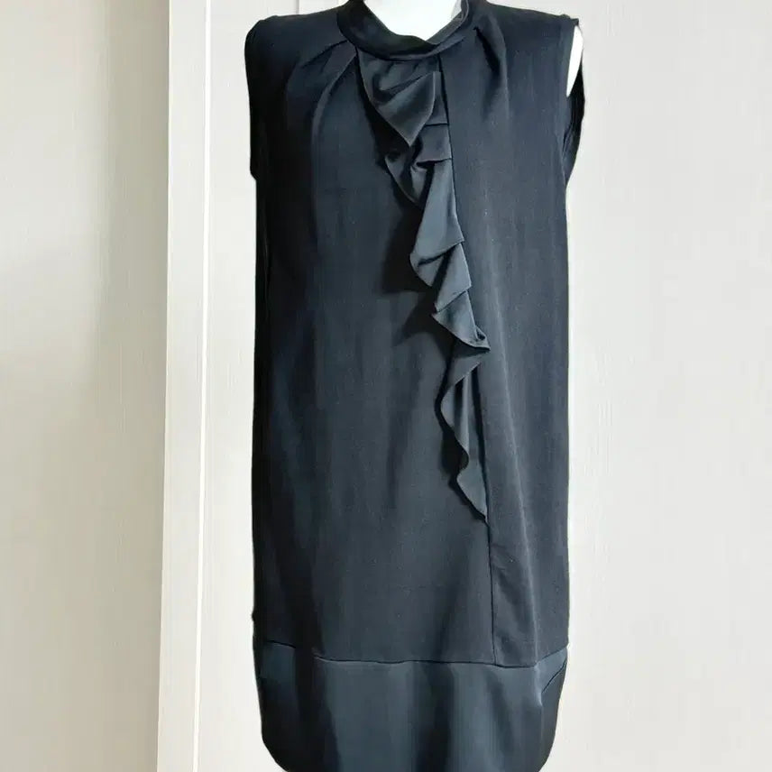 [BUNJANG] Kuho Black Ruffle Colorblock Dress/Blouse / 구호 Kuho 검정색 러플 장식 배색 드레스/블라우스
