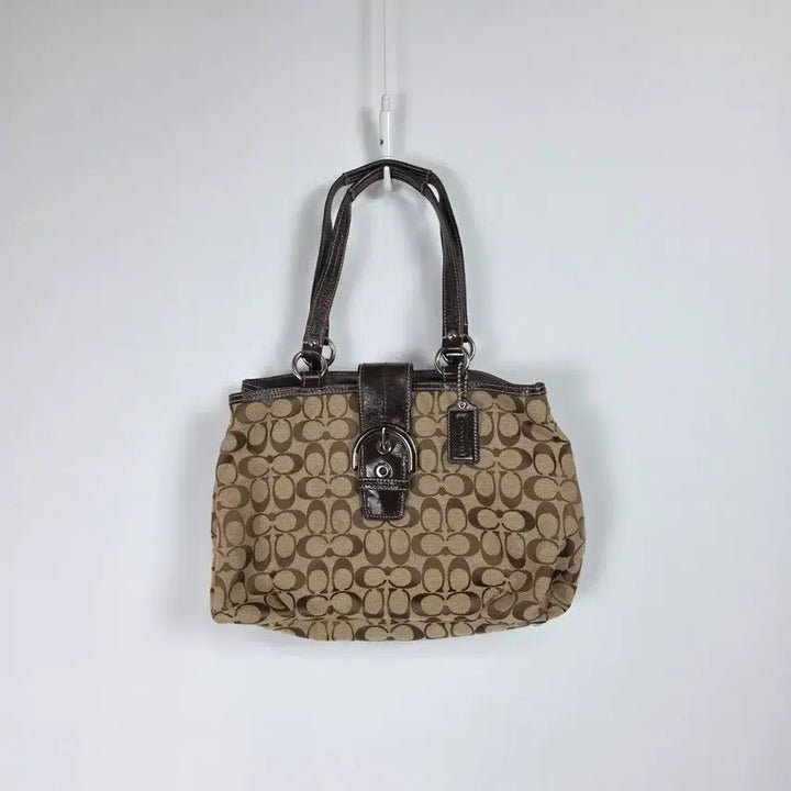 [BUNJANG] Coach Signature Canvas Tote Bag Crossbody Brown / 코치 시그니처 캔버스 토트백 크로스백 브라운 0511