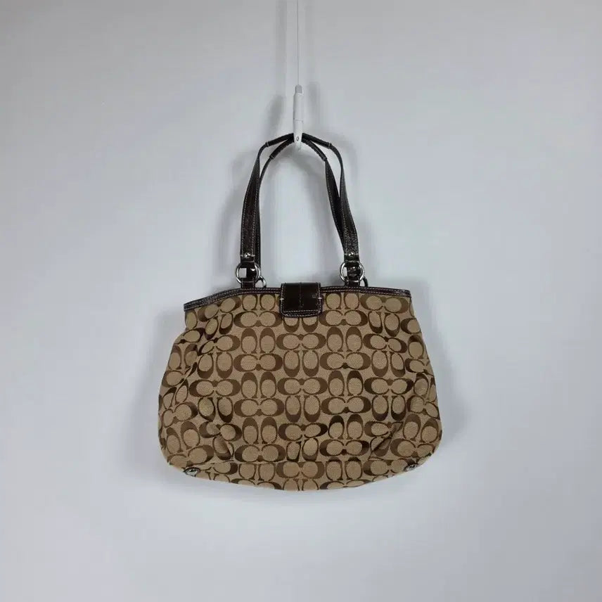 [BUNJANG] Coach Signature Canvas Tote Bag Crossbody Brown / 코치 시그니처 캔버스 토트백 크로스백 브라운 0511