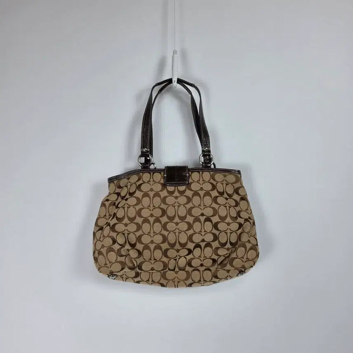 [BUNJANG] Coach Signature Canvas Tote Bag Crossbody Brown / 코치 시그니처 캔버스 토트백 크로스백 브라운 0511