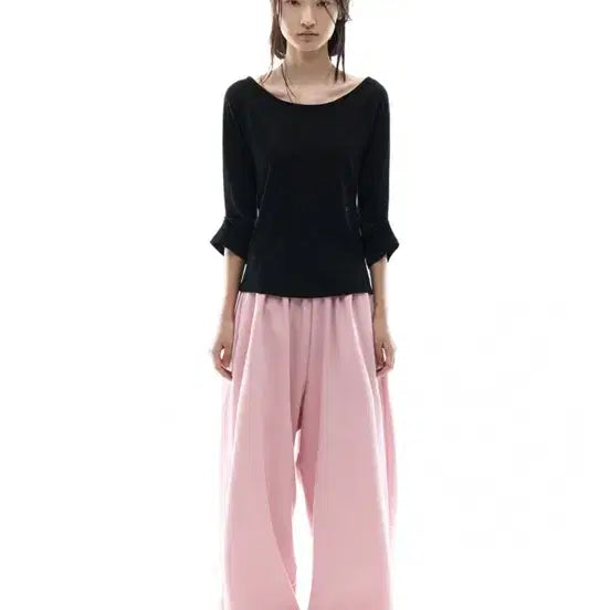 [BUNJANG] OHOS Hotfix Logo Wide Sweatpants Pink / 오호스 핫픽스 로고 와이드 스웻팬츠 핑크