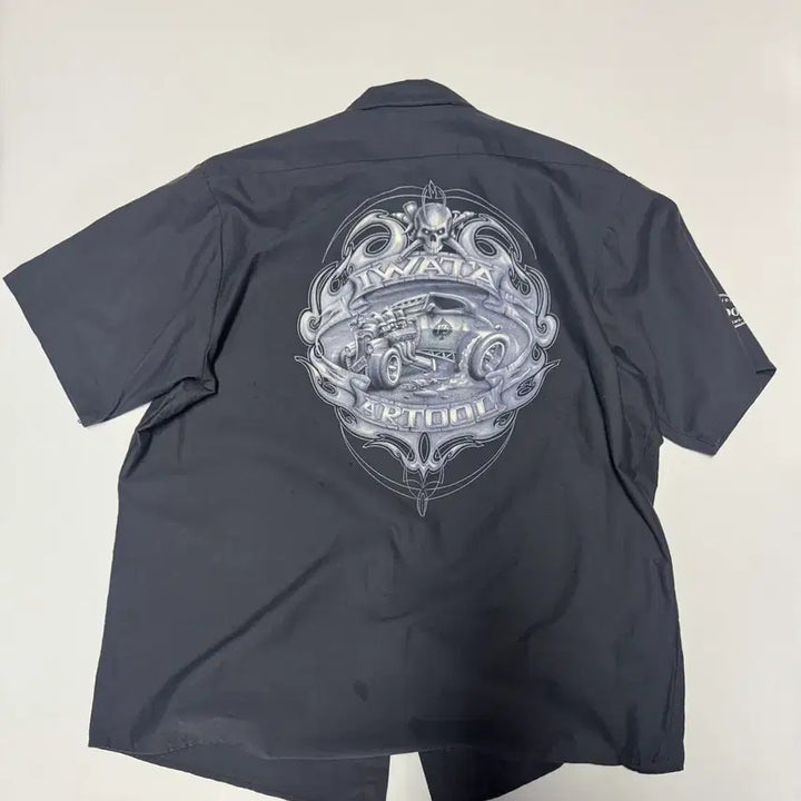 [BUNJANG] Red Cap Vintage Skull Print Work Short Sleeve Shirt Grey XL / 희귀!! 레드캡 빈티지 해골 프린팅 워크 반팔 셔츠 그레이 XL