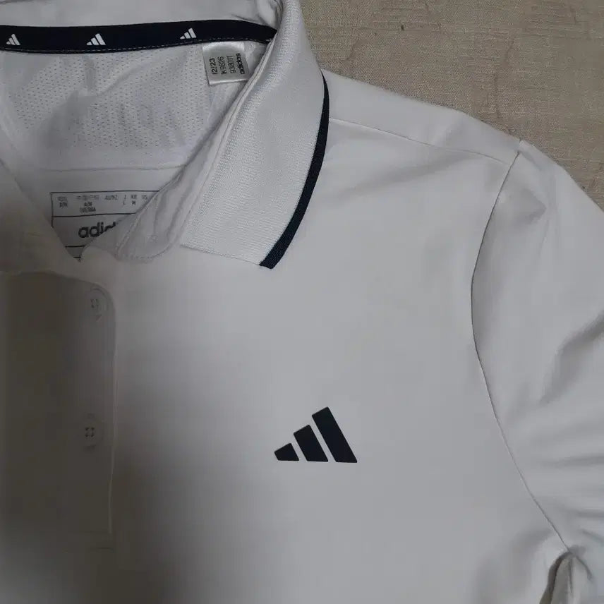 [BUNJANG] Adidas Golf White Three-Stripes Short-Sleeve Polo Shirt / [상태최상] 아디다스골프 흰색 삼선 반팔 폴로티 냉감티셔츠