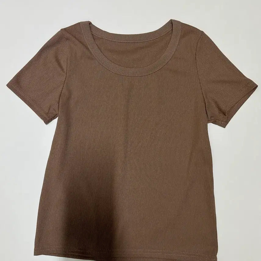 [BUNJANG] Ribbed Short-Sleeve T-Shirt Brown / (새상품) 골지 반팔 티셔츠 브라운