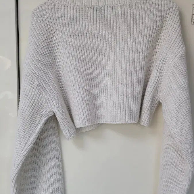 [BUNJANG] Cream Cropped Knit T-Shirt / 크림 크롭 니트 티셔츠