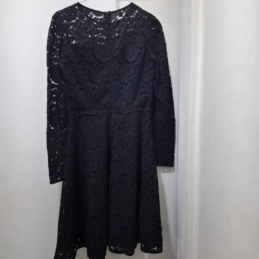 [BUNJANG] Lenibean Black Lace Long Sleeve Dress Size 55 / 레니본 블랙 레이스 긴팔 원피스55