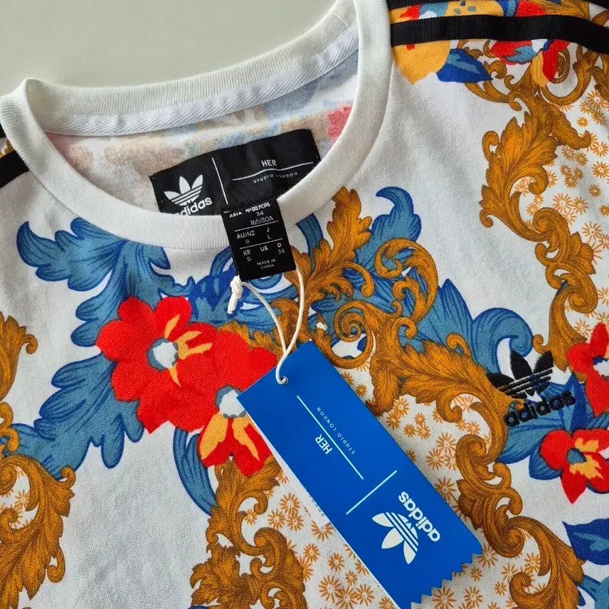 [BUNJANG] Adidas Floral Pattern Short Sleeve Long T-shirt / 새상품)아디다스 플로럴패턴 반팔롱티셔츠(MT2