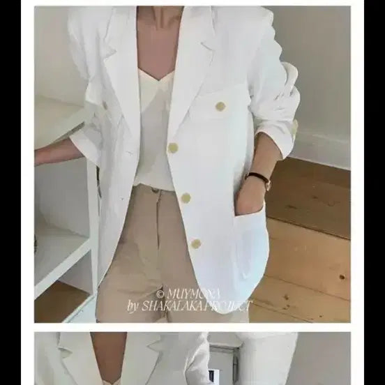[BUNJANG] Mui Mui Linen White Linen Jacket / 무이모나 린넨 화이트 리넨 자켓