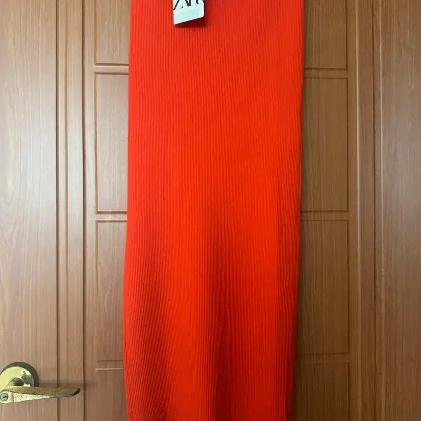 [BUNJANG] Zara Ribbed Knit Midi Skirt Orange / 자라 니트 스커트 새 옷
