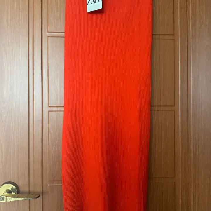 [BUNJANG] Zara Ribbed Knit Midi Skirt Orange / 자라 니트 스커트 새 옷