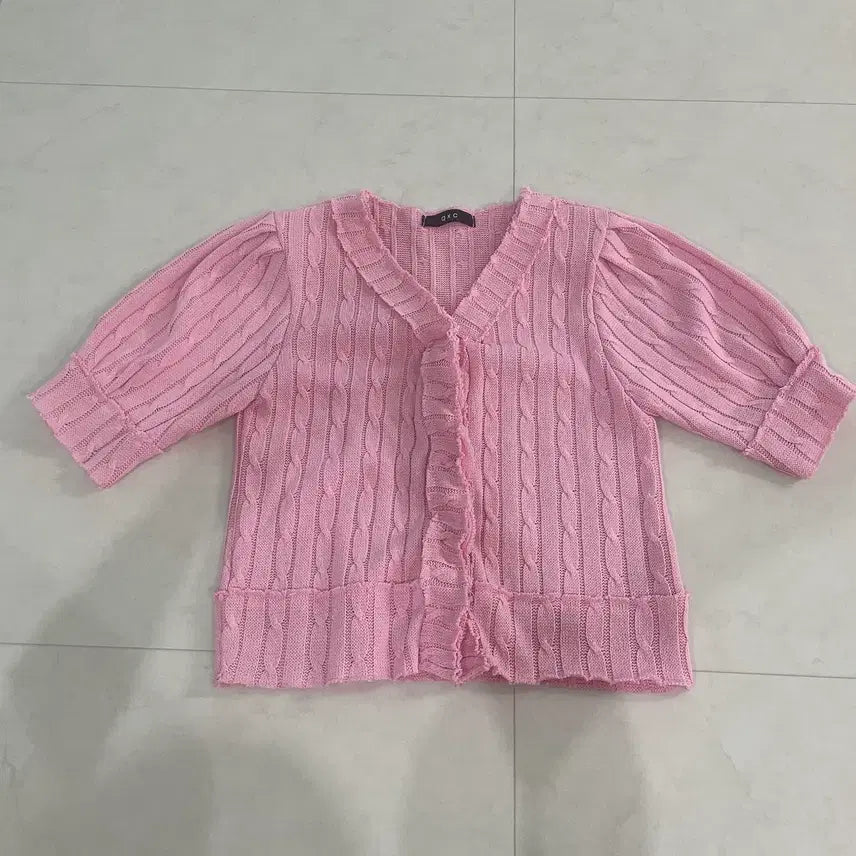 [BUNJANG] A.X.E Pink Cable Knit Cardigan / a.x.e 핑크 케이블 니트 가디건