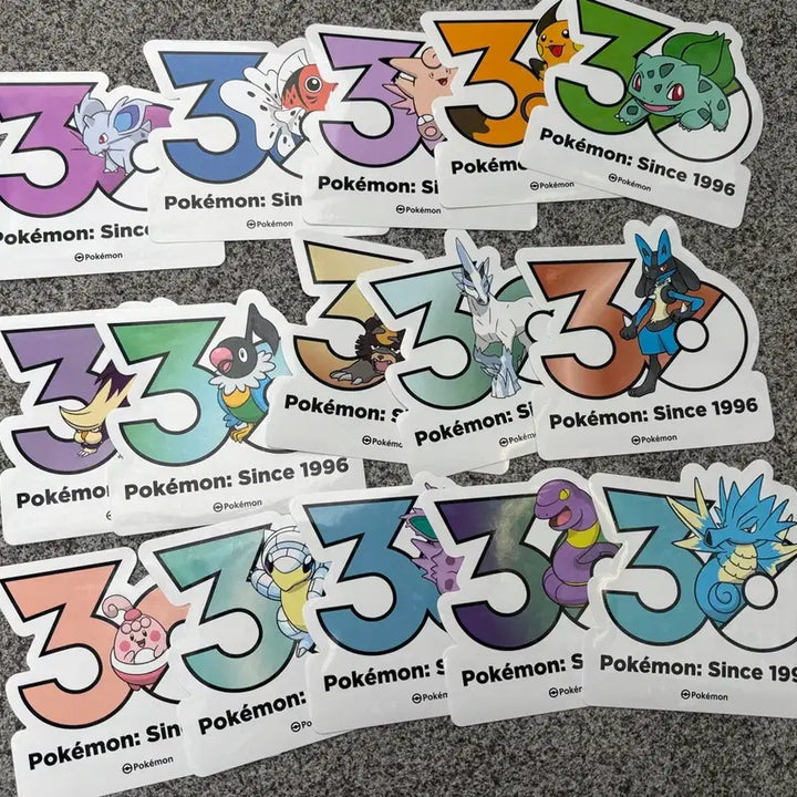 [BUNJANG] Pokemon 30th Anniversary Stickers (Bulbasaur, Torchic, Wobbuffet, Stufful, etc.) / 포켓몬 30주년 스티커 교환 / 판매 (플러시 마휘핑 제라오라 등)