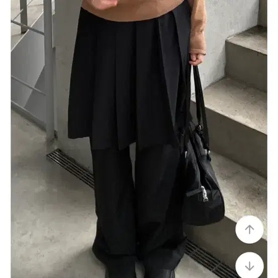 [BUNJANG] Black Pleated Skirt Pants Midi Skirt Pants / 블랙 플리츠 치마바지 미디 스커트팬츠