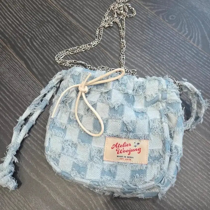 [BUNJANG] Atelier Denim Check Shoulder Bag / 원가 8만원) 아뜰리에 데님 체크 숄더백