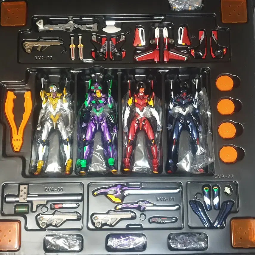[BUNJANG] Evangelion Limited Edition Metallic Color Revoltech Figure with Display Stand Set (Opened) / 에반게리온,한정판,메탈릭 컬러,리볼텍,대좌세트,정품,개봉