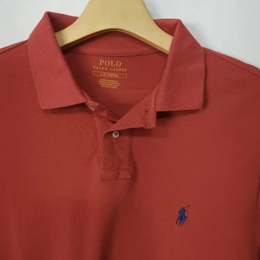 [BUNJANG] Polo Ralph Lauren Grapefruit Red Custom Slim Fit Polo Shirt / 폴로랄프로렌 자몽레드 카라티 100 L