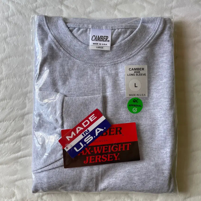 [BUNJANG] Camber Maxweight Long Sleeve Grey Burgundy / camber 캠버 맥스웨이트 롱슬리브