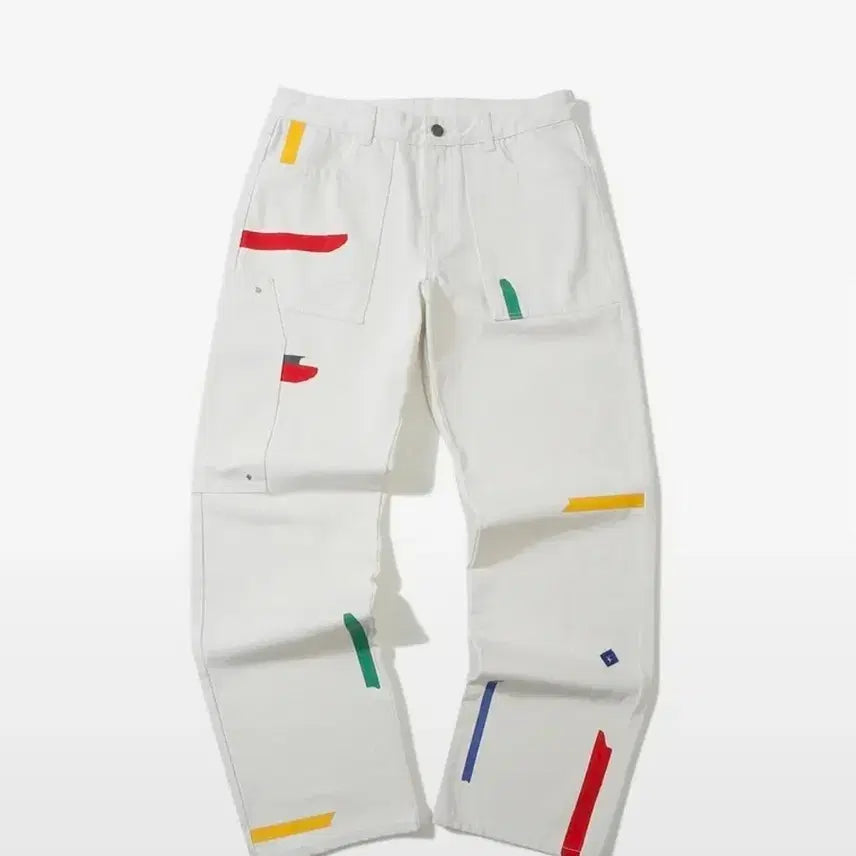 [BUNJANG] JCDC White Color Painting Denim Pants (Size S) / 제이씨디씨 JCDC 화이트 컬러 페인팅 데님 팬츠 S