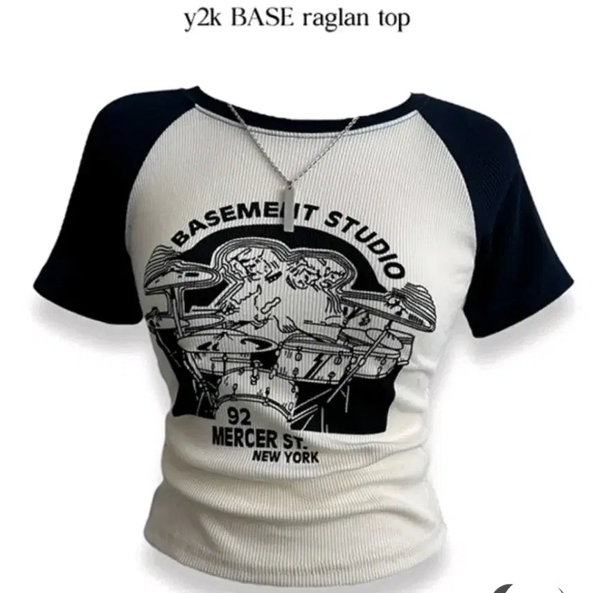 [BUNJANG] Ablie Y2K Style Colorblock Raglan Short Sleeve T-Shirt / 새상품급) 에이블리 Y2K 스타일 배색 레글런 반팔