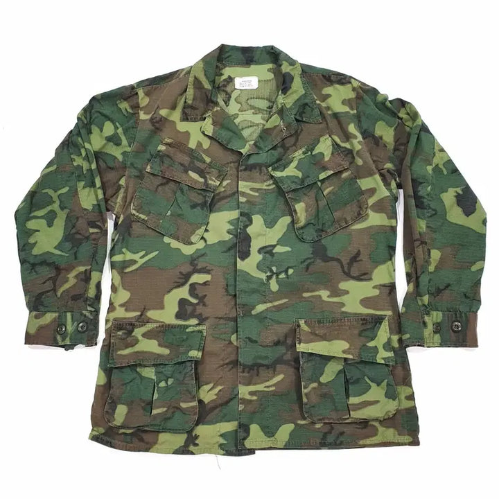 [BUNJANG] US Army ERDL Camo Jungle Fatigue Jacket Medium Short (Green Leaf) / 미군 정글 퍼티그 자켓 erdl 카모 미디움 숏 (105) 그린리프
