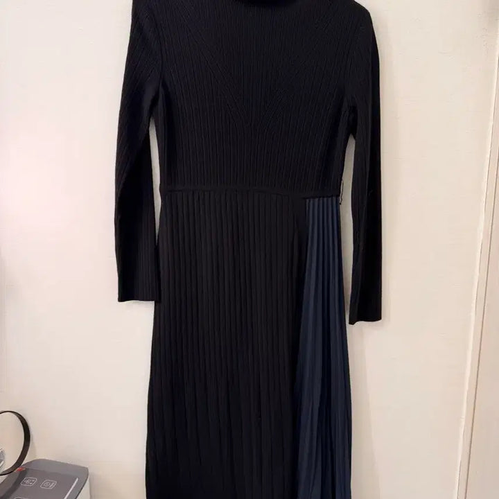 [BUNJANG] Objet Long Dress Navy-Black Knit Pleated Skirt Size 90 / 오브제 롱원피스  90
