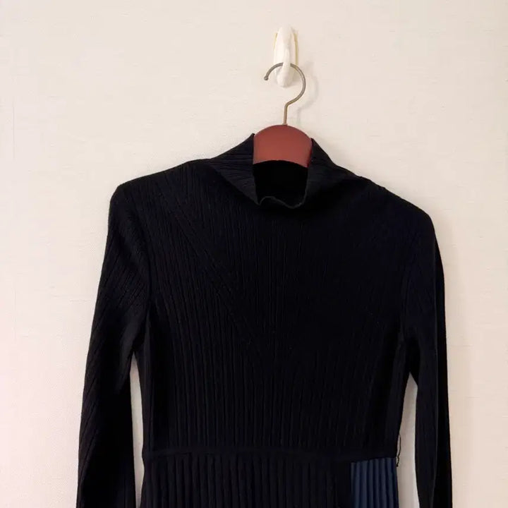 [BUNJANG] Objet Long Dress Navy-Black Knit Pleated Skirt Size 90 / 오브제 롱원피스  90