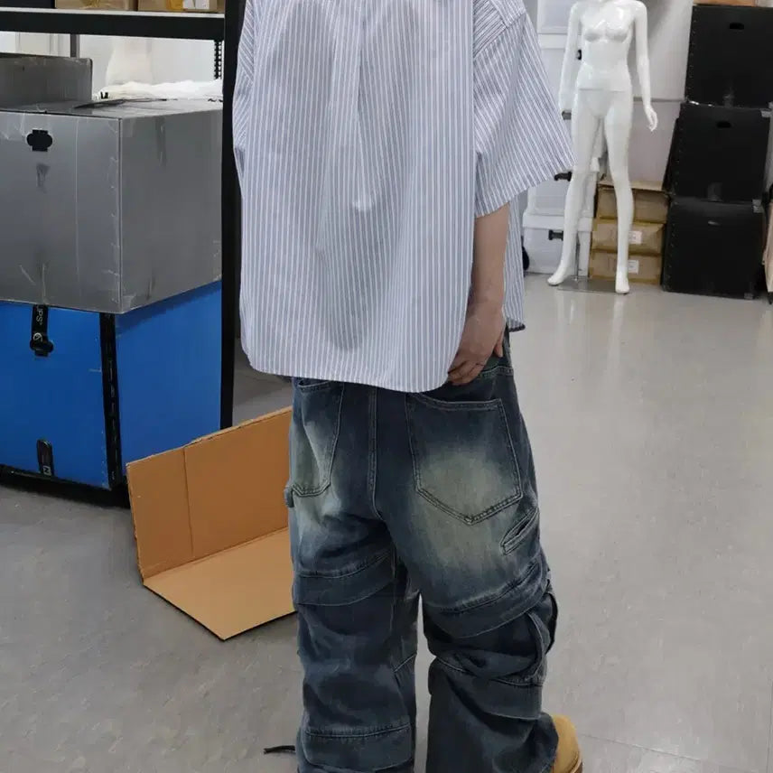 [BUNJANG] Kamien Stripe Short Sleeve Shirt / 카미엔 스트라이프 셔츠