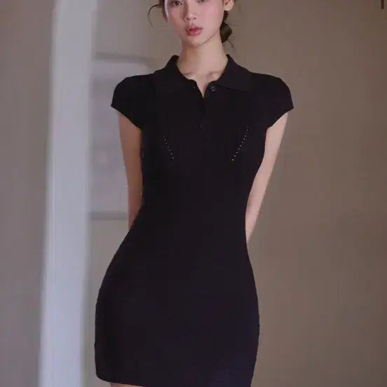 [BUNJANG] Kaindaami Knit Dress Black / 카인다미 니트 원피스 블랙