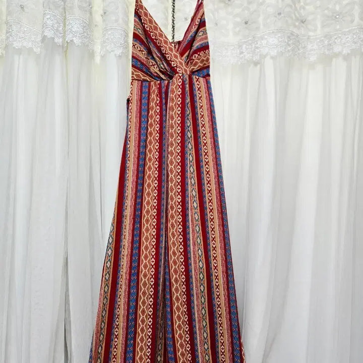 [BUNJANG] Ethnic Pattern Strap Mini Dress / 에스닉 패턴 끈나시 원피스