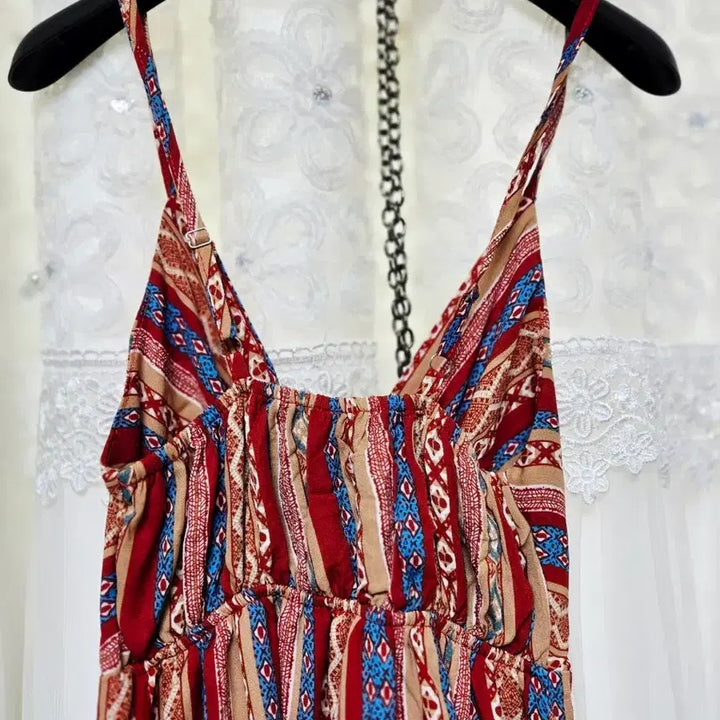 [BUNJANG] Ethnic Pattern Strap Mini Dress / 에스닉 패턴 끈나시 원피스