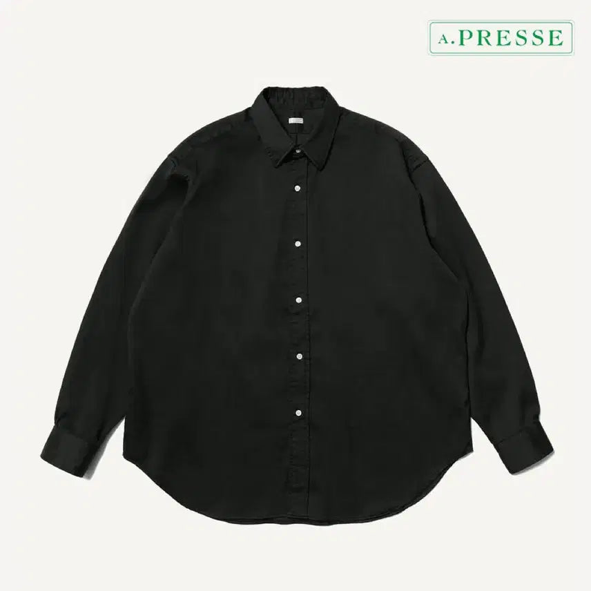[BUNJANG] Apcess 24AW Double Weave Twill Regular Collar Shirt Black / [3/새상품] 24AW 아프레쎄 더블위브 트윌 레귤러 칼라셔츠 블랙