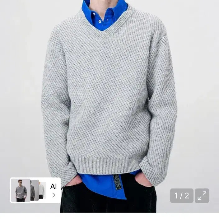 [BUNJANG] Anitaim Lorik V-Neck Knit / 애니타임로릭 브이넥 니트