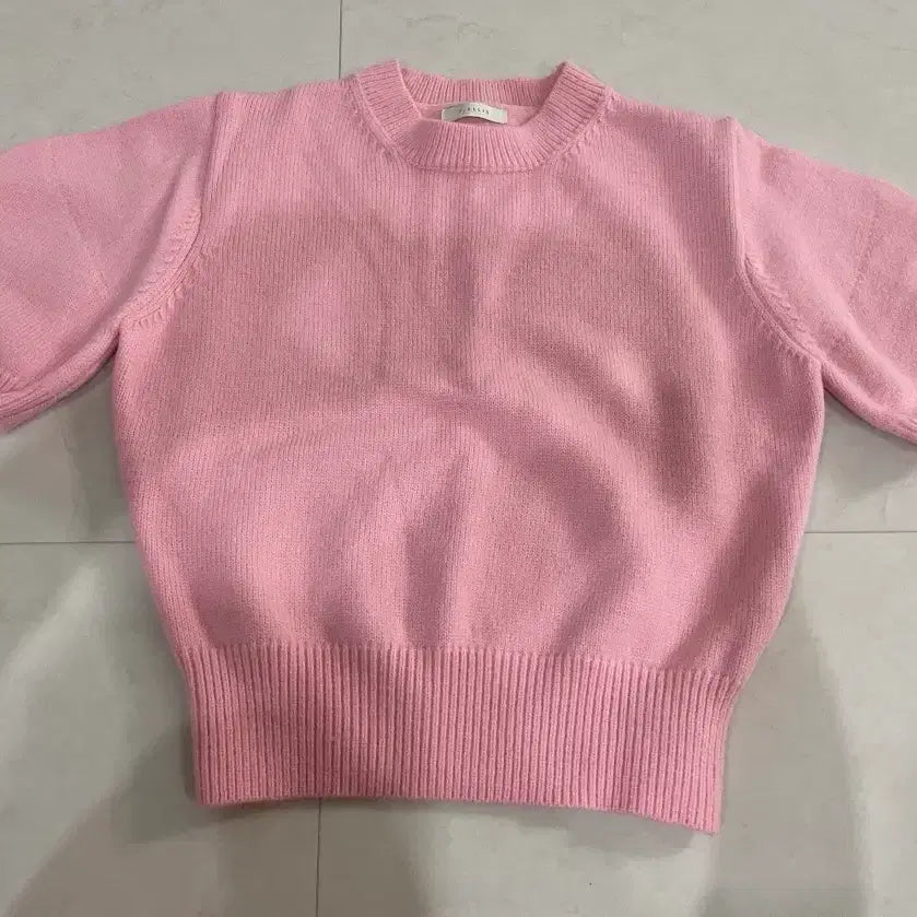 [BUNJANG] Strawberry Milk Pink Short Sleeve Knit Top / 핑크 반팔 니트