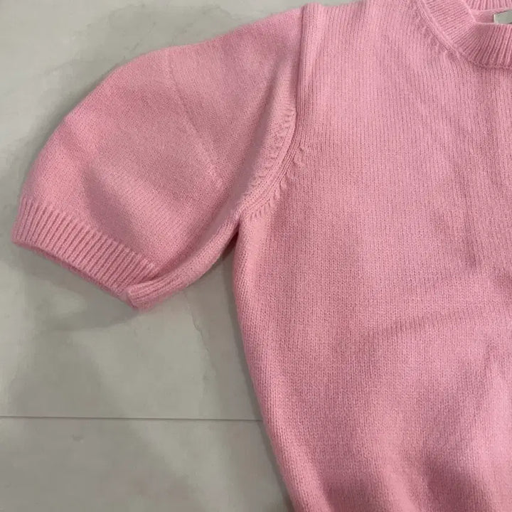 [BUNJANG] Strawberry Milk Pink Short Sleeve Knit Top / 핑크 반팔 니트