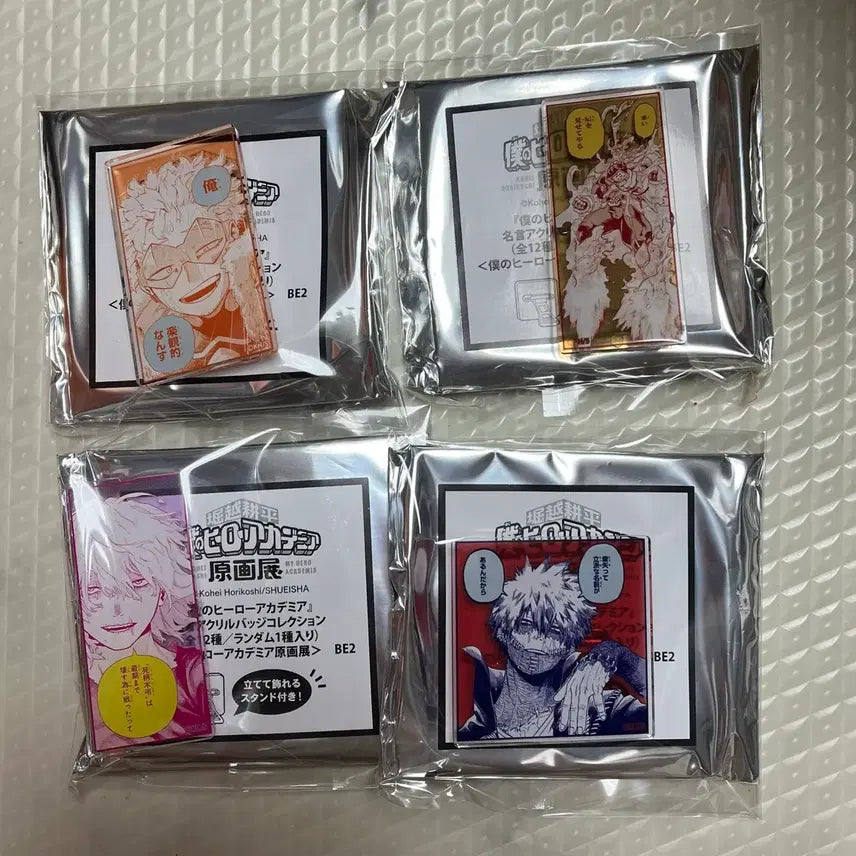[BUNJANG] My Hero Academia Original Art Exhibition Acrylic Badge Set (4 Types) / 히로아카 원화전 명장면 아크릴뱃지 4종일괄판매