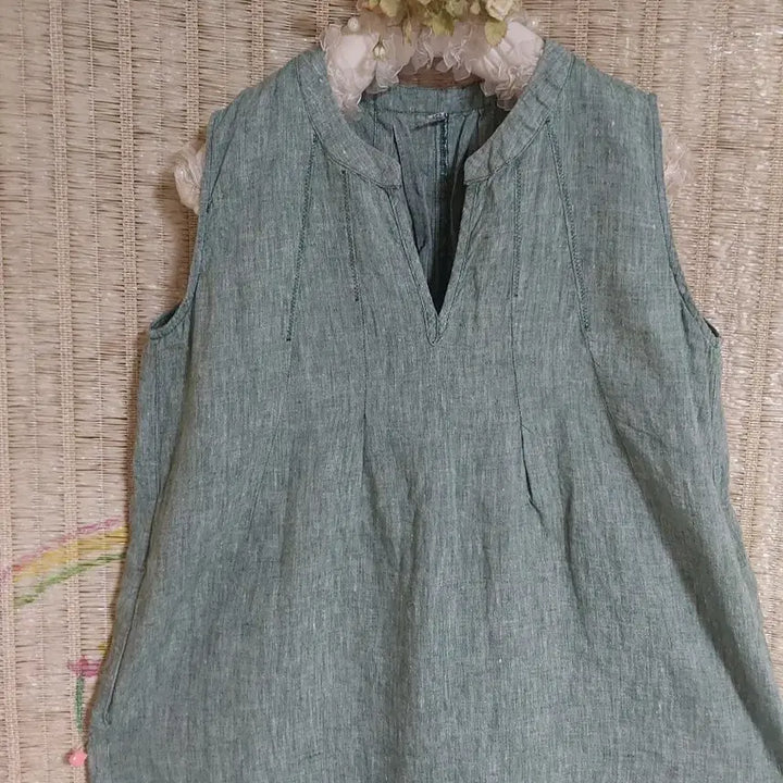 [BUNJANG] Mint Linen Sleeveless Long Dress / 새제품)민트색 린넨 민소매 원피스