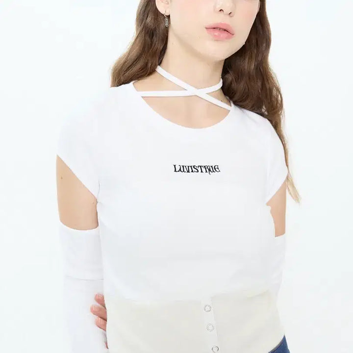 [BUNJANG] Love is True Cut-Out T-Shirt White / 러브이즈트루 컷아웃 티셔츠 화이트 교신 가능