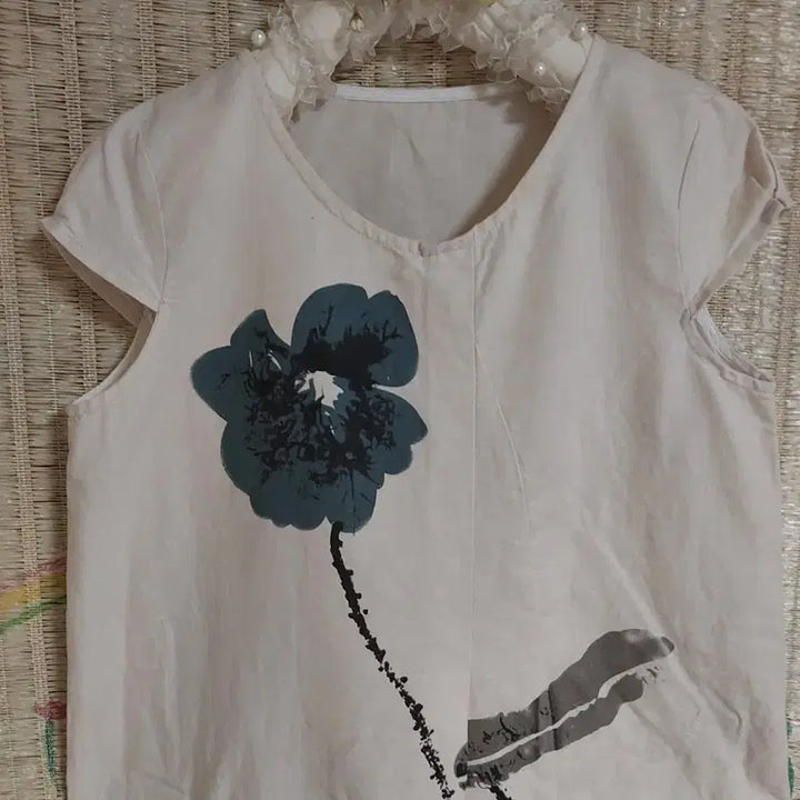 [BUNJANG] Flower Print Short Sleeve Long Dress / 플라워 프린팅 반팔 롱 원피스