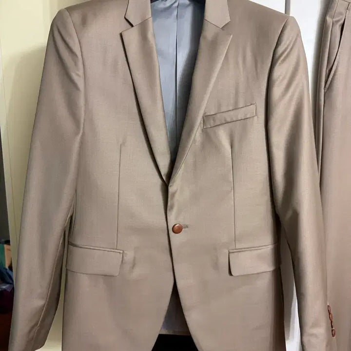 [BUNJANG] Trugen 100% Wool One-Button Beige Suit Set / 트루젠 울 100% 베이지 원버튼 정장 세트 셋업 100.80