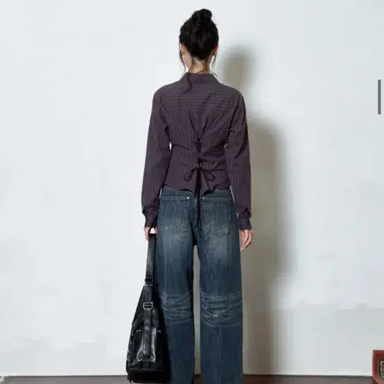 [BUNJANG] AZON Faded Denim Washing Pants Blue S / 애즈온 페이드 데님 워싱 팬츠 블루 s