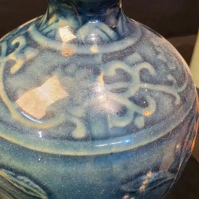 [BUNJANG] Korean Celadon Vase with Fruit Motifs / 250509-1 남청유 양각 과실문매병