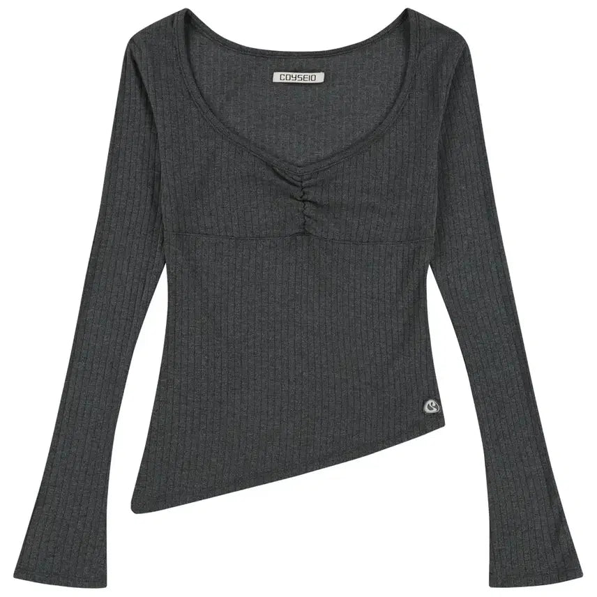 [BUNJANG] KOSEIO UNBALANCE SHIRRING TOP GREY / 코이세이오 UNBALANCE SHIRRING TOP GREY